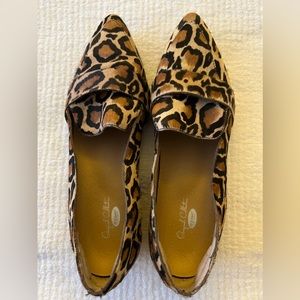 Leopard print calf hair loafers